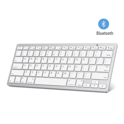 BK3001 BLUETOOTH Keyboards Ultra Slim 78 Key Bluetooth Keyboard for PC Mac White match Silver