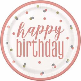 Other Brands LVU 84831 Birthday Party Supplies Glitz Rose Gold Happy Birthday Beverage Napkins 16ct