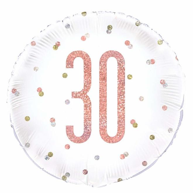 Other Brands LVU 84902 Birthday Party Supplies 18 Glitz Rose Gold Round Foil Balloon Age 30