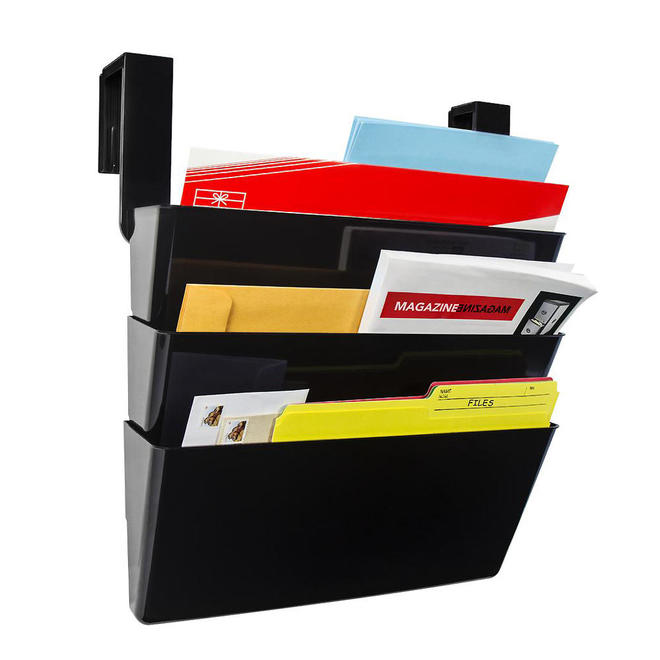 Storex 753 70315B06C Wall Files Storex Over the Panel Wall Pockets with Partition Hangers Set of 3 Pockets
