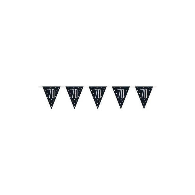 Other Brands LVU 83430 Age Specific Birthday Themed Party Supplies 9ft Birthday Glitz Black Silver Prismatic Plastic Flag Ban