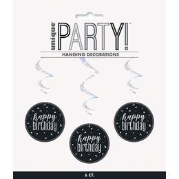 86956 Other Brands LVU 83581 Age Specific Birthday Themed Party Supplies Birthday Glitz Black Silver Happy Birthday Beverage 