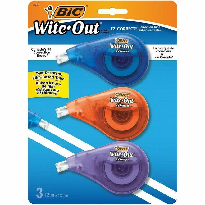 BiC 140 WOTAPP31 Erasers Correction BiC Wite Out EZCorrect Correction Tape 3 Pack