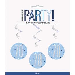 84440 Other Brands LVU 83802 Birthday Party Supplies 6 Birthday Glitz Blue Silver Hanging Swirls 32 L Age 70