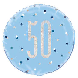 Other Brands LVU 83355 Age Specific Birthday Themed Party Supplies 18 Birthday Glitz Blue Silver Round Foil Balloon 1ct Age 1