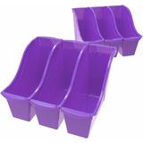 Storex 70110U06C STORAGE CRATES BINS Storex Large Book Bin Assorted Colors Green Purple Teal Black Blue Yellow Red 6 Pack