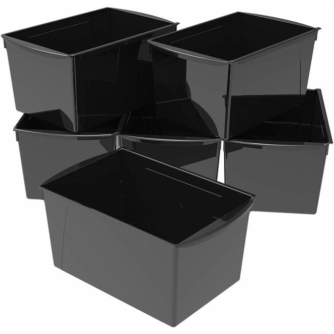 Storex 70110U06C STORAGE CRATES BINS Storex S L XL Book Bin Assorted Colors Green Purple Teal Black Blue Yellow Red 6 Pack