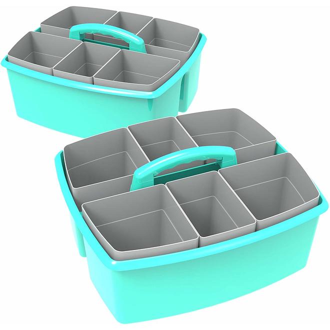 Storex 00981U02C STORAGE CRATES BINS Storex Large Caddy with Sorting Cups Red Purple Blue Teal Yellow Green 2 Pack