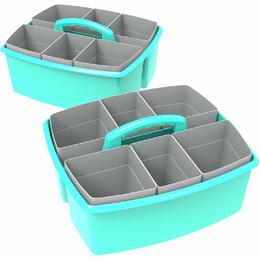 Storex 00981U02C STORAGE CRATES BINS Storex Large Caddy with Sorting Cups Red Purple Blue Teal Yellow Green 2 Pack