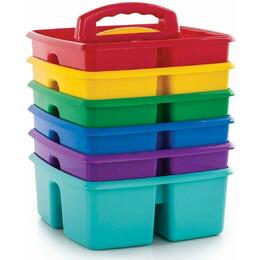 Storex 00940U06C STORAGE CRATES BINS Storex S L Caddy Assorted Colors Yellow Blue Teal Red Green Purple Black 6 Pack