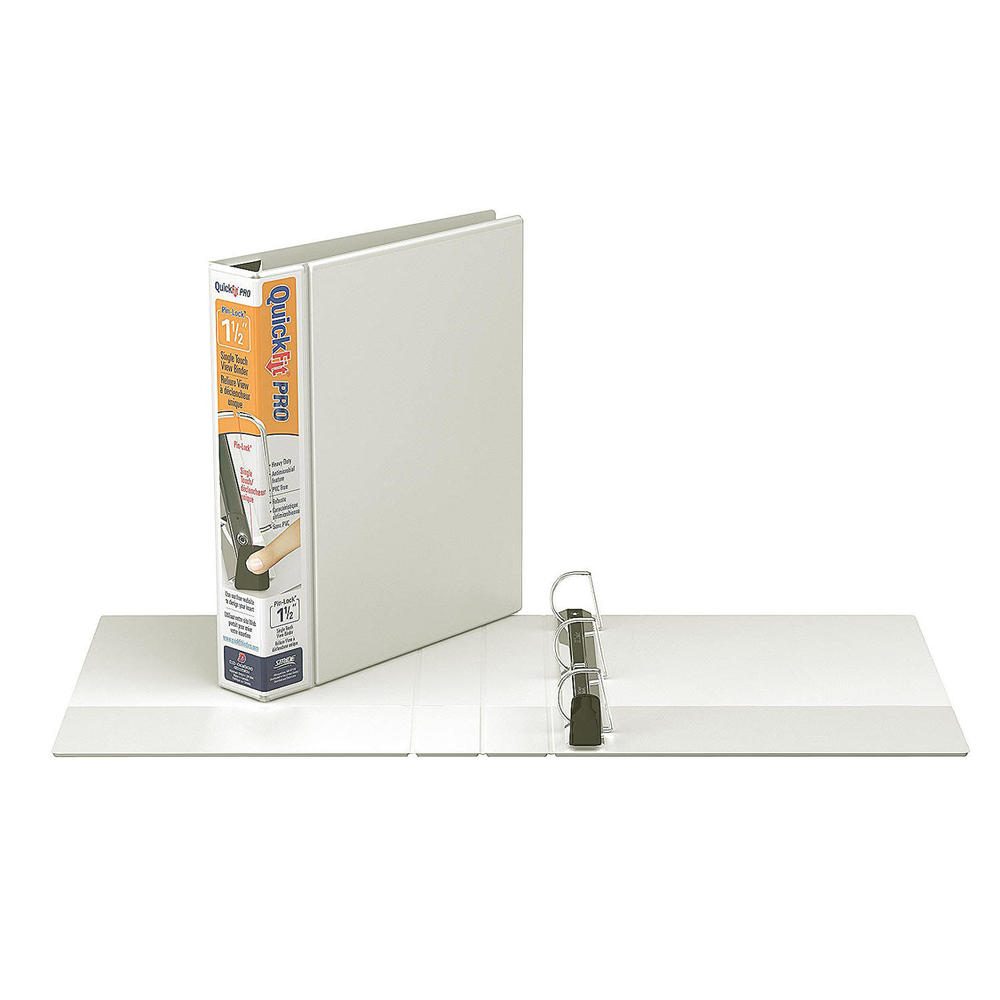 QuickFit® PRO Single Touch PinLock® View Binder, White, Locking DRing