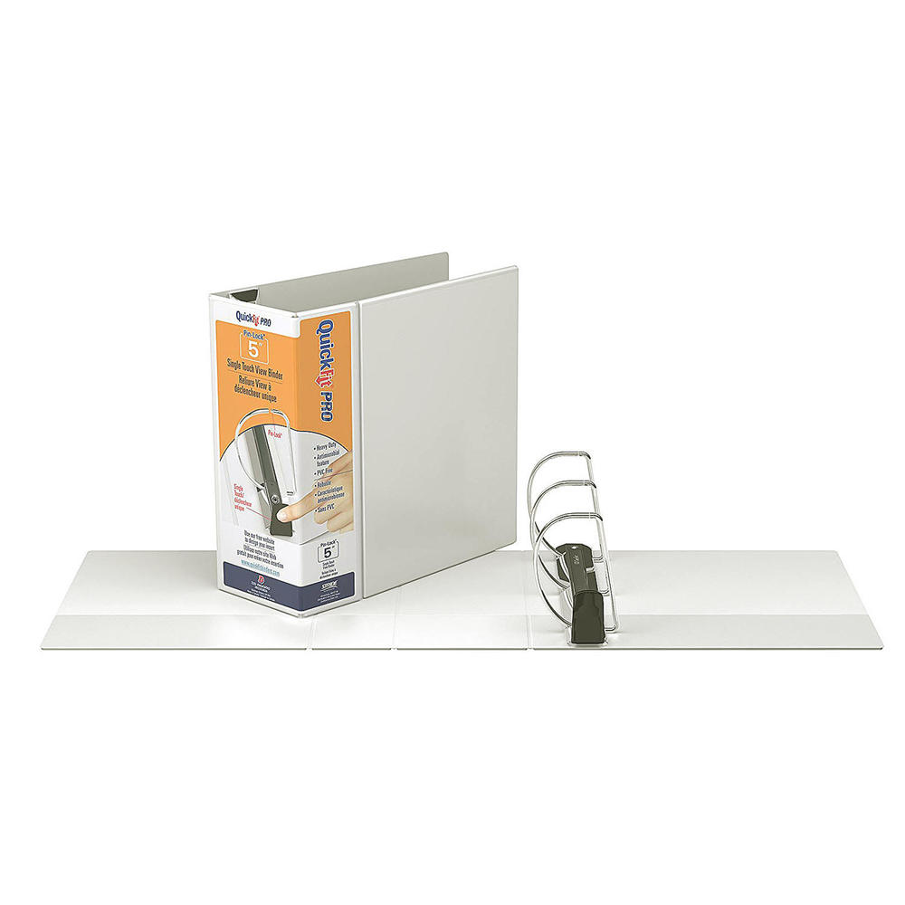 QuickFit® PRO Single Touch PinLock® View Binder, White, Locking DRing