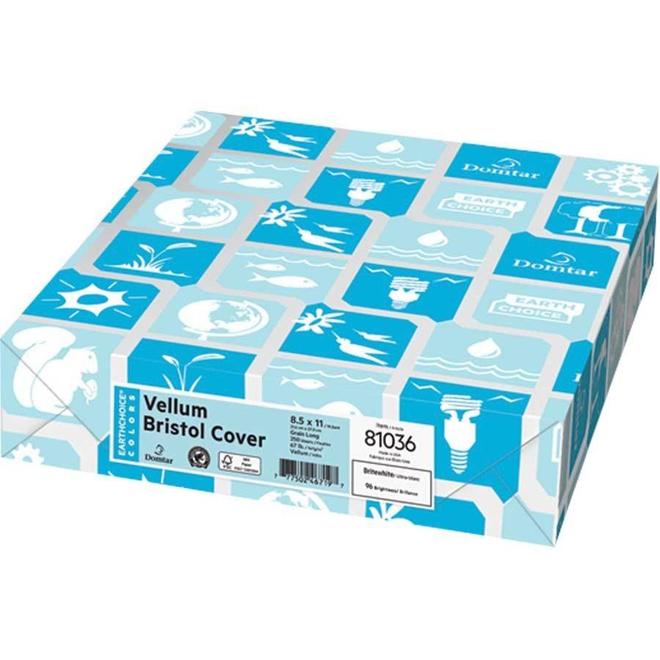 Domtar 851 82880 Color Paper EarthChoice Bristol Multipurpose Cover Stock Letter Size 250 Sheets Pack 790154