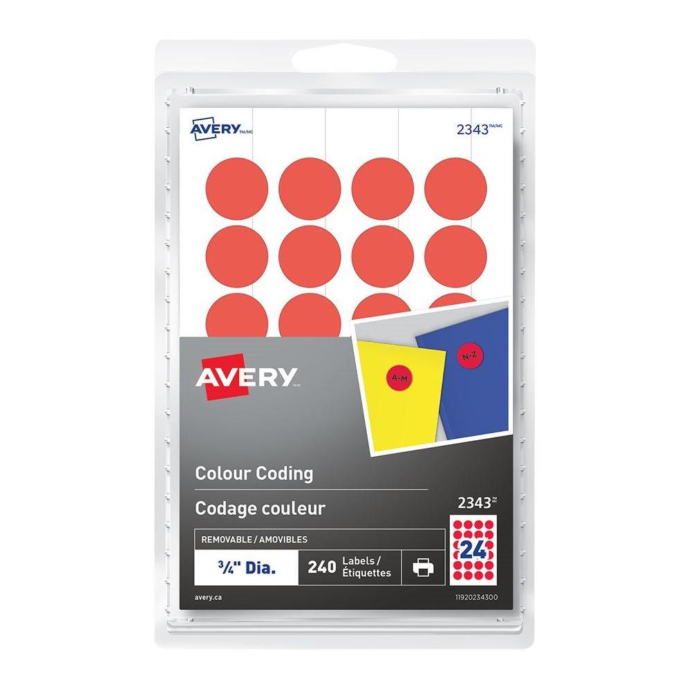 Avery® Laser/Inkjet Removable Colour Coding Labels for Printing or ...