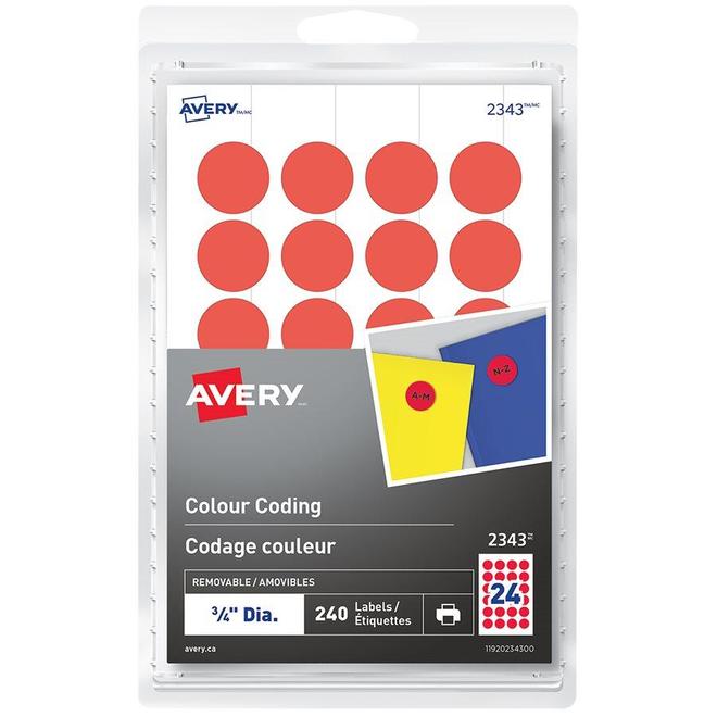 Avery 099 2348 Printing Accessories Avery Laser Inkjet Removable Colour Coding Labels for Printing or Writing New