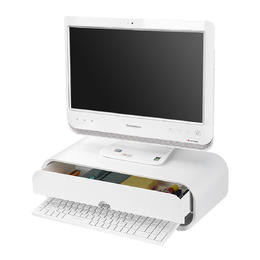 Monitor Riser with a Storage Drawer, 490mm x 220mm x 145mm, Plastic, White