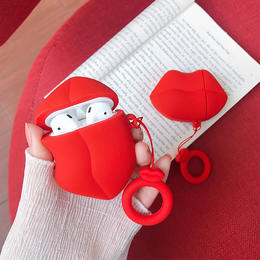 3D Cute Cartoon Red Lip Silicone Protective Case for AirPods 1/2