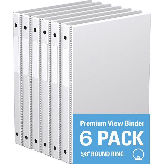Davisgroup 2300 00 06 Binders Davis Group Premium Economy Round Ring Binder 6 Pack White 5 8