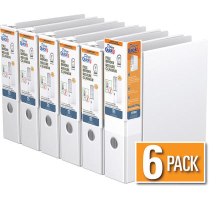 QuickFit View Binders 6-Pack - 2 Inch 3-Ring Binders With Clear Cover For School Office
