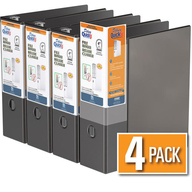 Davisgroup 28061 04 Binders QuickFit Heavy Duty File Binder Quickload D Ring 4 Pack 4 White