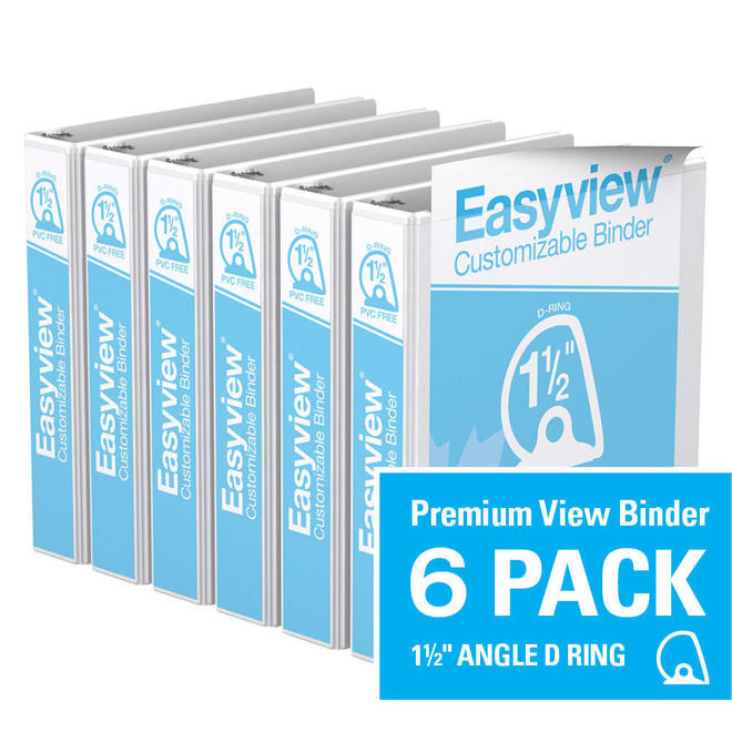 Davisgroup 8402 00 06 Binders Davis Group Easyview Premium D Ring Customizable View Binder 6 Pack 1 5 White