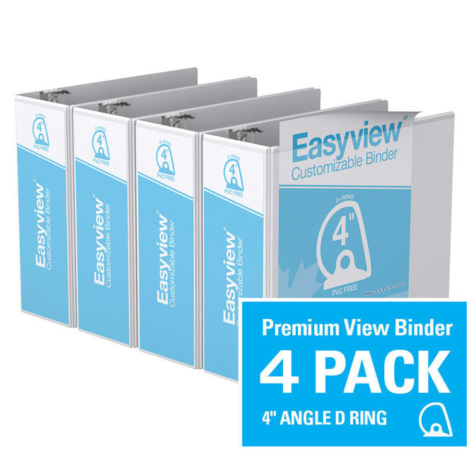 Davisgroup 8406 00 04 Binders Davis Group Easyview Premium D Ring Customizable View Binder 4 Pack 4 White
