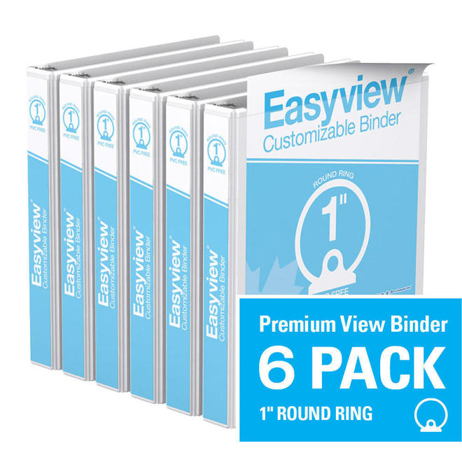 Davisgroup 8411 00 06 Binders Davis Group Easyview Premium Round Ring Customizable View Binder 6 Pack 1 White