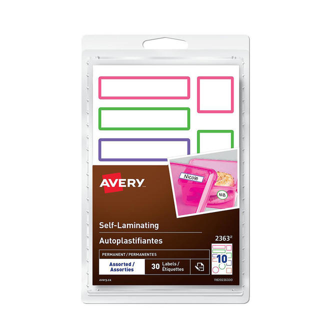 Avery 099 2363 Printing Accessories Avery Self Laminating Labels Assorted Sizes 30 Pack