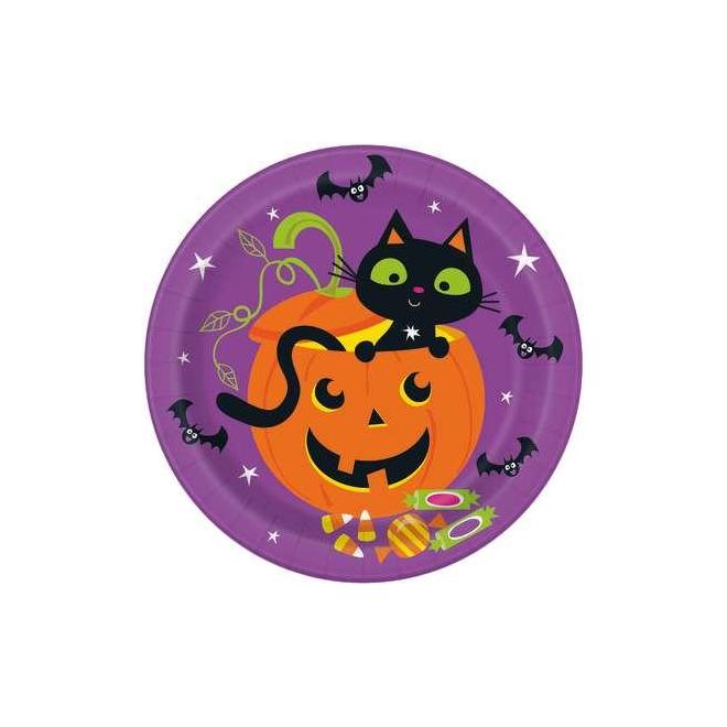 Other Brands LVU Cat Pumpkin Cat Pumpkin Round Dinner Plates 9 12Pcs Pack