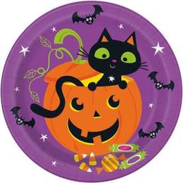 Other Brands LVU 78015 Cat Pumpkin Halloween Decal Striped Paper Straws 8Pcs Pack