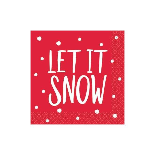 Other Brands LVU 78071 Red Stripes Snowman Christmas Red Stripes Snowman Beverage Napkins 16pcs pack
