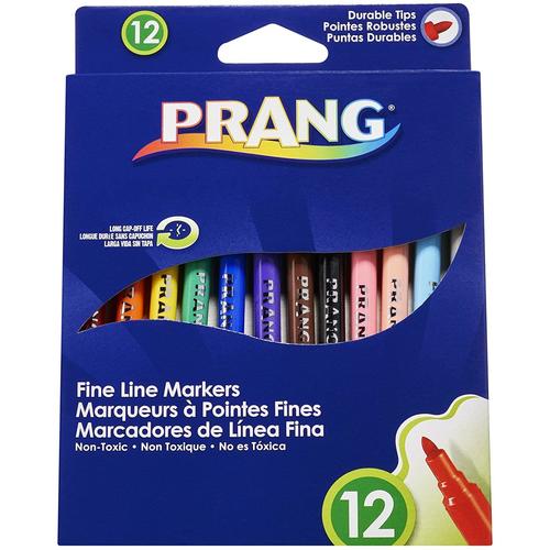 PRANG 325 80714 ART MARKERS PENS Prang Fine Line Markers Washable Set of 12 Markers Assorted Colors
