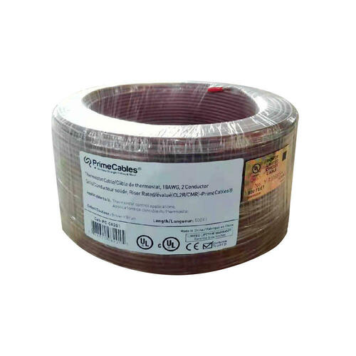PrimeCables Cab PC 08201 Thermostat wire 500FT 18 2 Brown Solid CU CL2R Thermostat Wire PrimeCables