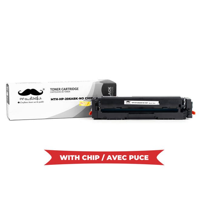 Moustache HP 206A W2110A BK WithChip Color LaserJet Pro M255dw Compatible HP 206A W2110A Black Toner Cartridge With Chip Mous