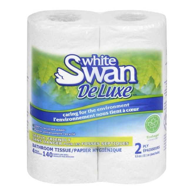 White Swan LVRT 755911 Paper Products White Swan Deluxe 2 Ply Toilet Tissue 4 24 Rolls 140 Sheet