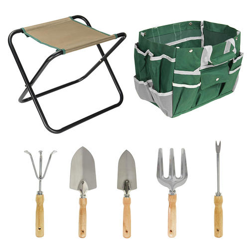 LIVINGbasics GZA 00562 Hand Tools 7 Piece All In One Garden Tool Set 5 Sturdy Stainless Steel Tools LVINGbasics