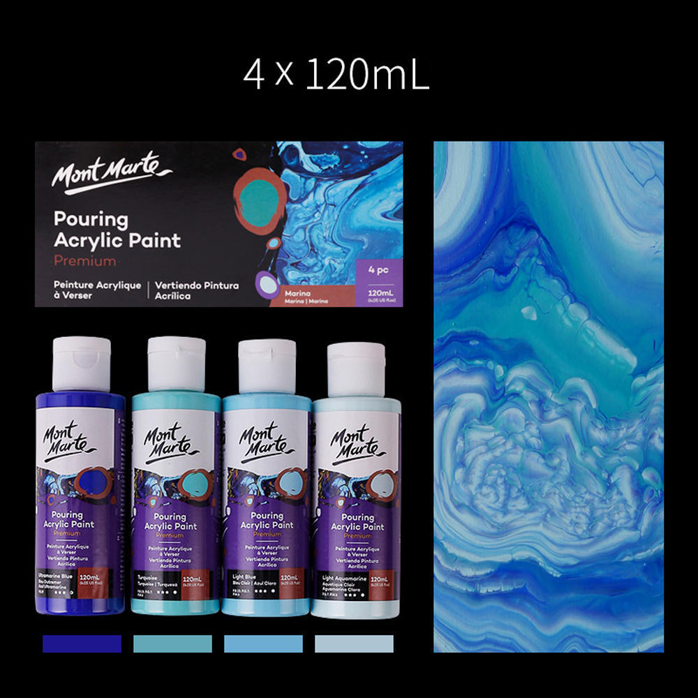 Mont Marte® Premium Fluid Acrylic Pouring Paint, 120ml /Tube, Set of 4