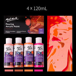 Mont Marte® Premium Fluid Acrylic Pouring Paint, 120ml /Tube, Set of 4 Tubes of Beautiful Colors - Coral Series