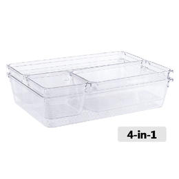 Drawer Divider Box, Plastic Storage Bin, Set of 4, Transparent