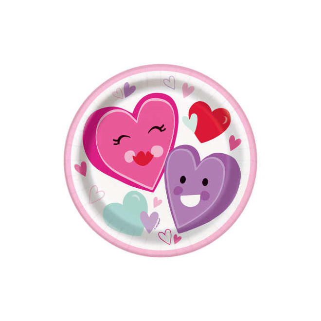 LVU 72614 Smiling Hearts Smiling Hearts Round 7 Dessert Plates 8pcs pack