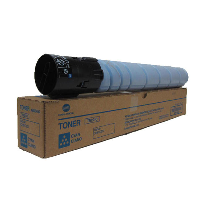 Konica Minolta Konica Minolta TN 221C OEM Bizhub C227 Konica Minolta TN 221C A8K3430 Original Cyan Toner Cartridge