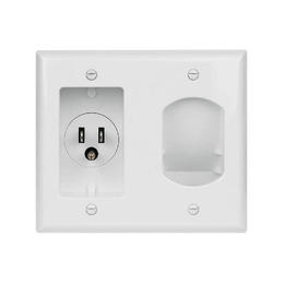 2-Gang Low Voltage Pass Through Cable Concealer Wall Plates With Recessed Power - PrimeCables®