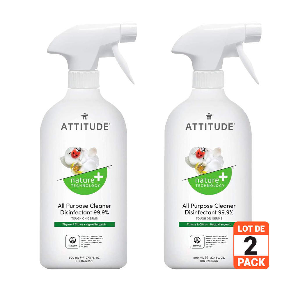 ATTITUDE All Purpose Cleaner Disinfectant 99.9, Natural, Effective On