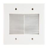 cab WP PT2BP WH Power Wall Plates Pass through Wall Plate Brush Style with Wall Clip Double Gang Decora