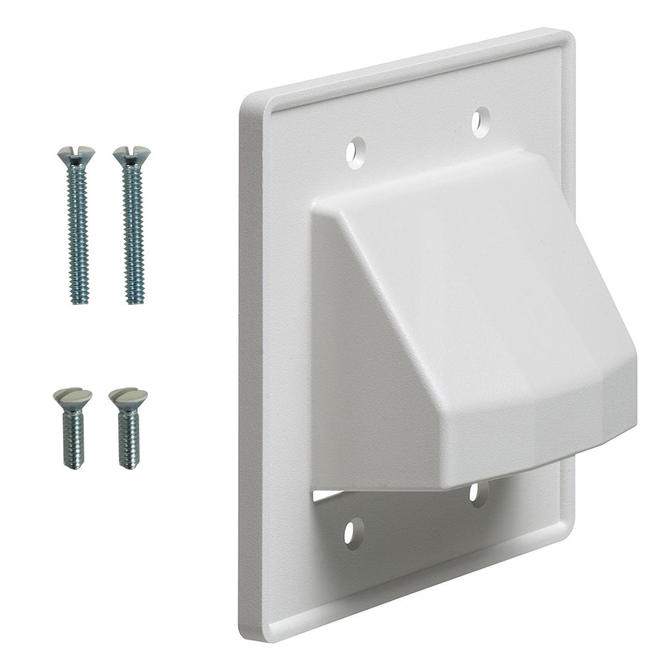 WP PT2 WH Audio Video Wall Plates Cable Pass through Wall Plate Double Gang