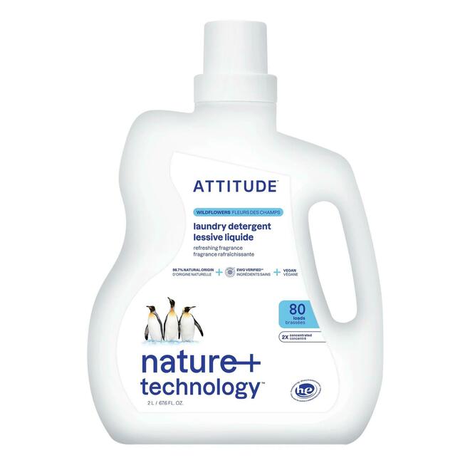 attitude LVTH 12080 Kitchen Bathroom Cleaners 4 X Concentrated Natural Laundry Detergent Liquid Wildflowers 67 6 Fl Oz 80 Loa