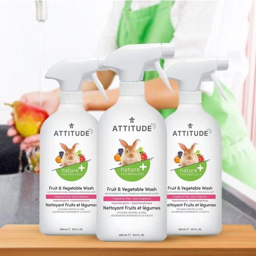 ATTITUDE Fruit and Vegetable Wash, Fragrance Free, 27.1 Fluid Ounce/800ml