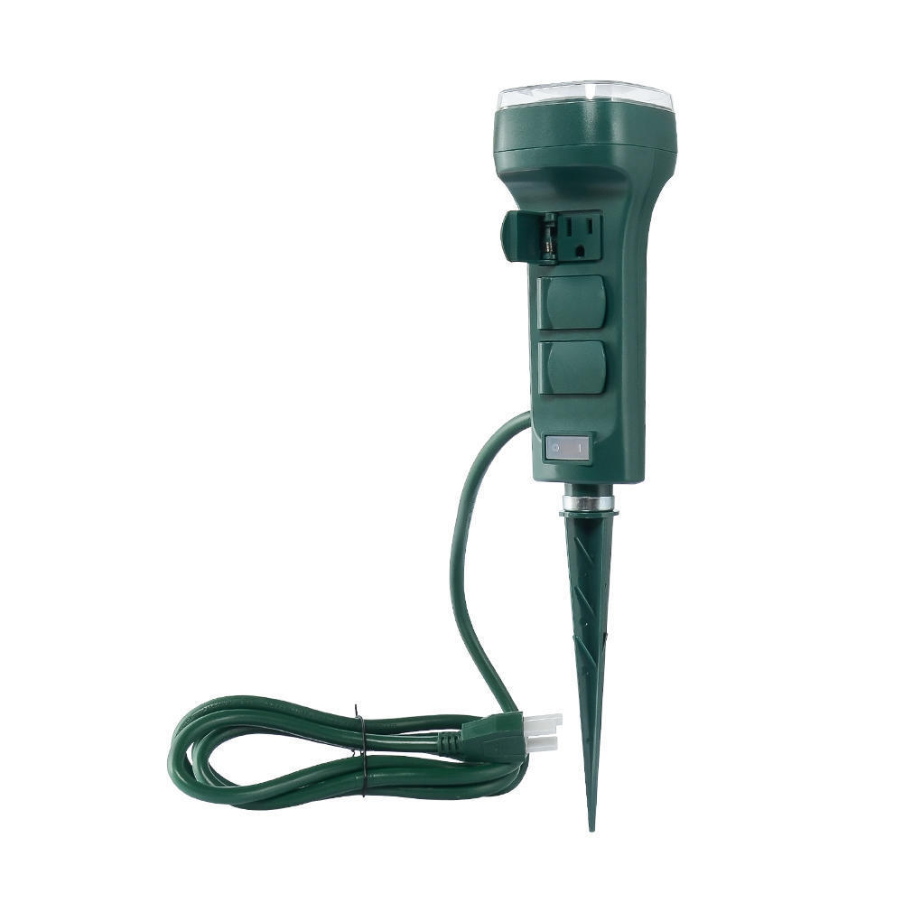 6Outlet Outdoor Weatherproof Power Stake Timer with Photocell