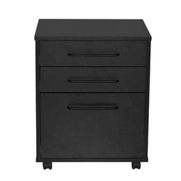 3-Drawer Wood Mobile File Cabinet with Casters for A4/Letter/Legal - Moustache® - Black