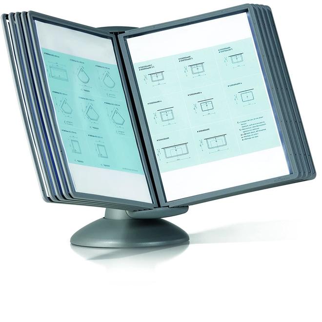 Durable 553937 Sign Holders Display Durable Sherpa Motion 10 Panel Desktop Reference System Gray